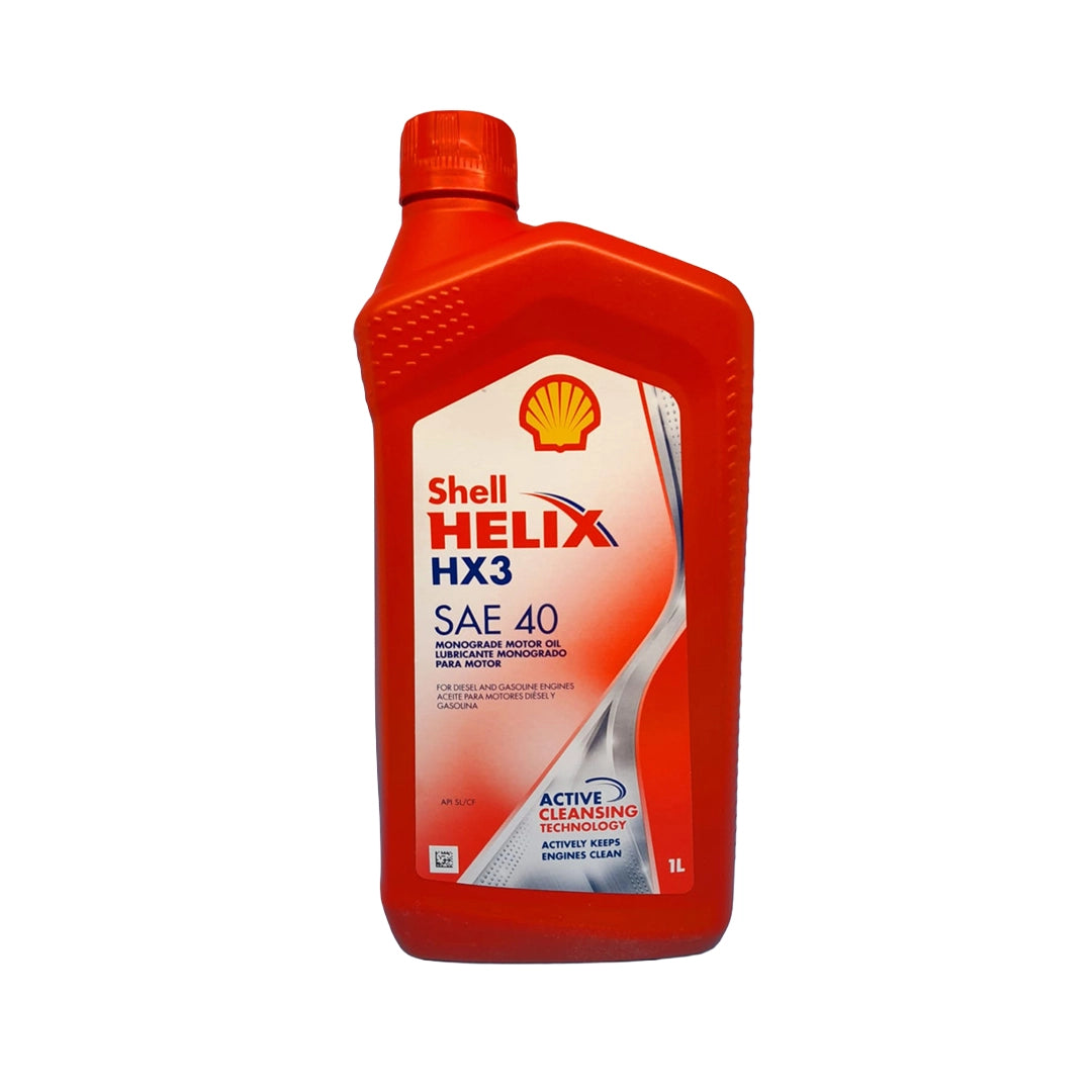 Imagen de Shell HELIX HX3 40 SLCF, comercializado en caja de 6 × 1 L. Mantallanta, Ecuador.