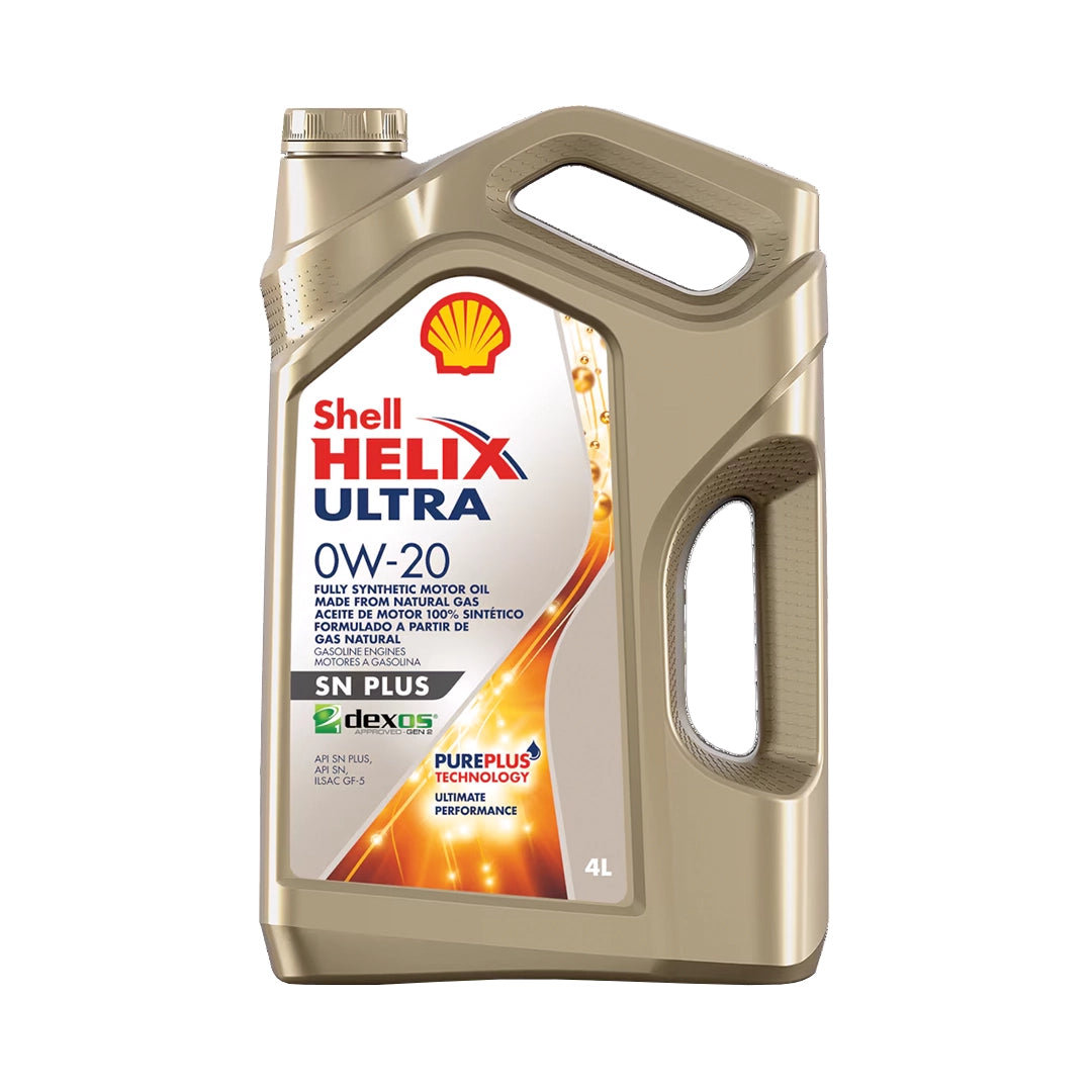 Imagen de Shell HELIX ULTRA 0W20 SP, comercializado en caja de 3 × 4 L. Mantallanta, Ecuador.