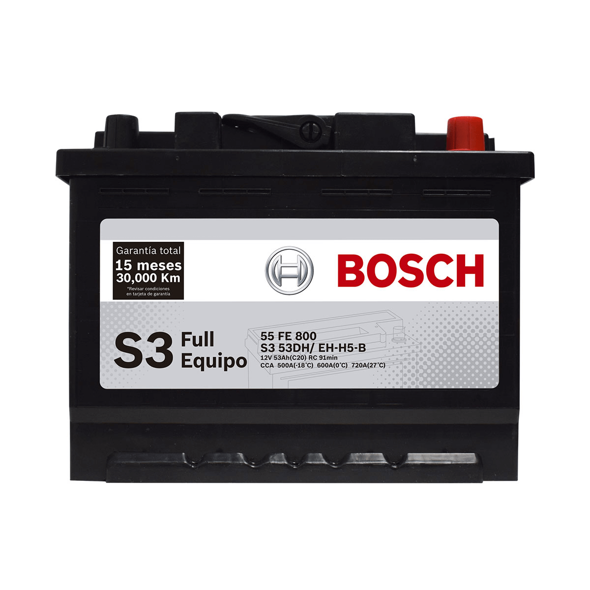 BATERIA BOSCH® S3 - 55 FE (- +) NORMAL 53AH