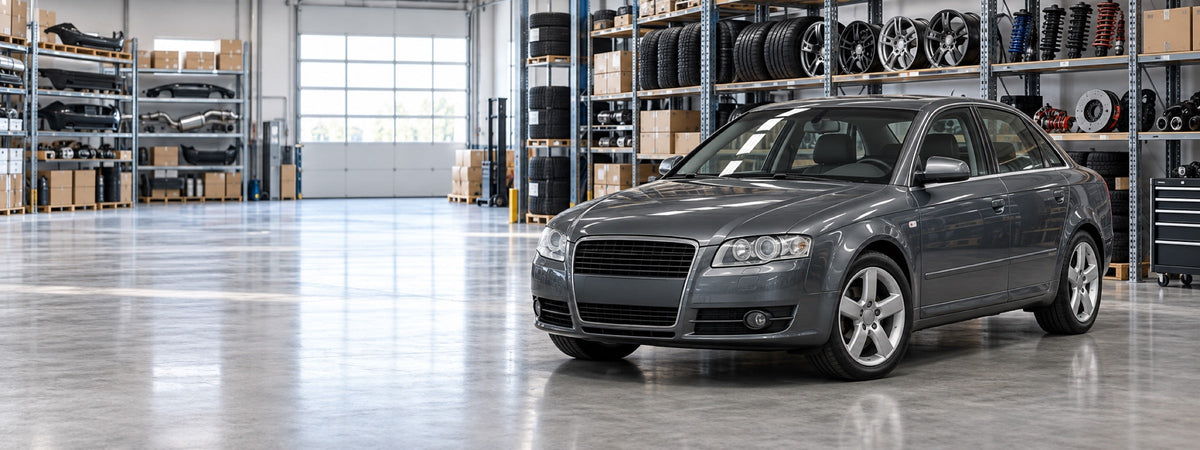 Banner Audi A4 en almacén de repuestos