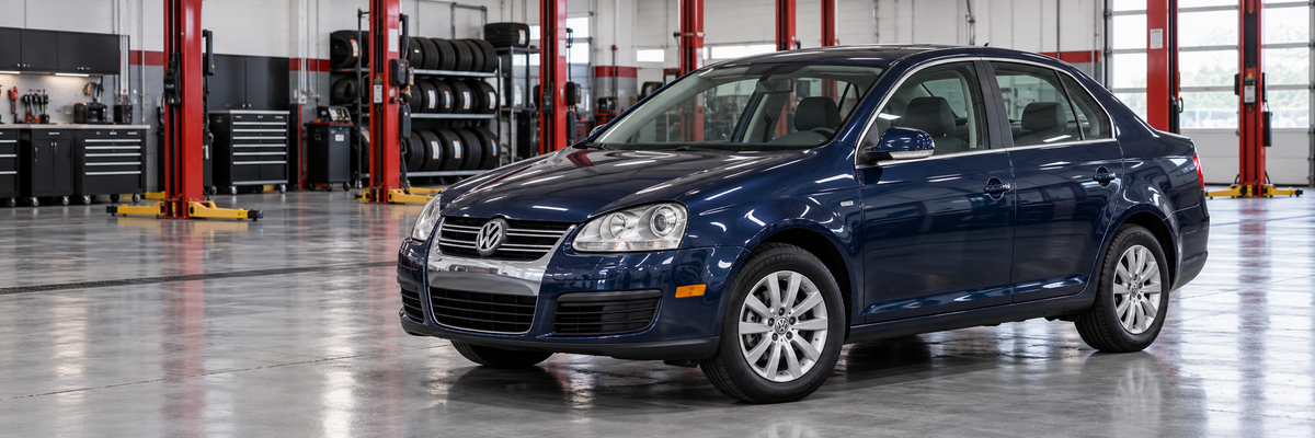 Volkswagen Bora A5 Style y Active dentro de un taller de llantas y aros