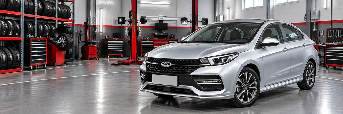 Chery Arrizo 6 2018 de primera generación dentro de un taller