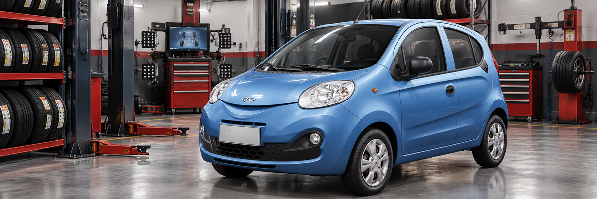 Chery Q 1.0 S15 de cinco puertas en un taller