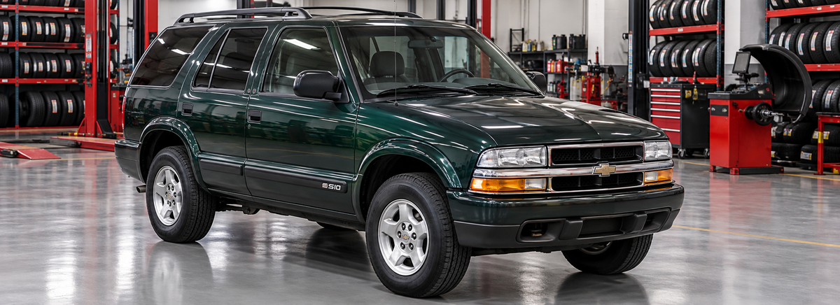 Chevrolet Blazer S10 4.3L dentro de un taller de llantas