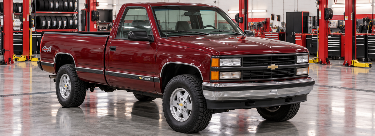 Chevrolet Cheyenne 5.7L cabina simple 4x4 1994-2002 en un taller de llantas