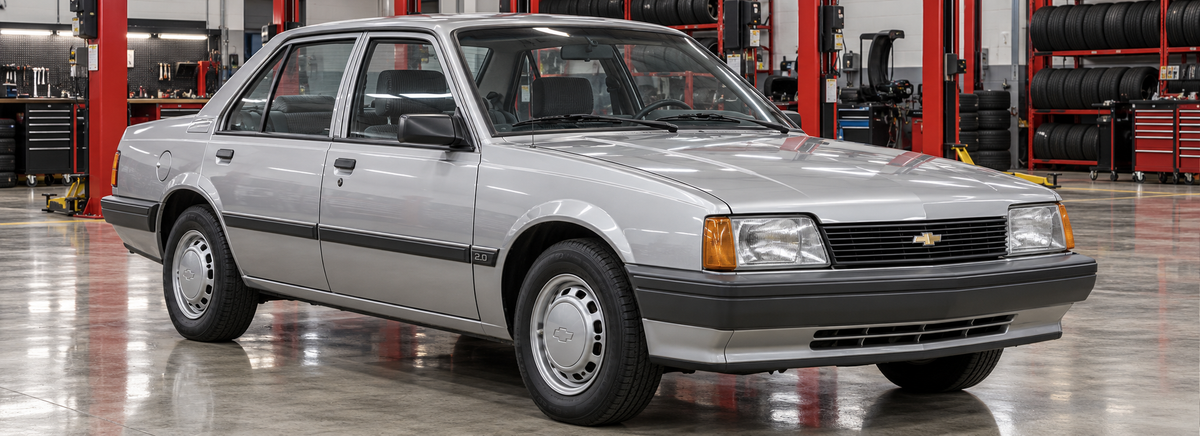 Chevrolet Monza clásico 2.0L 1990-1992 en un taller de llantas