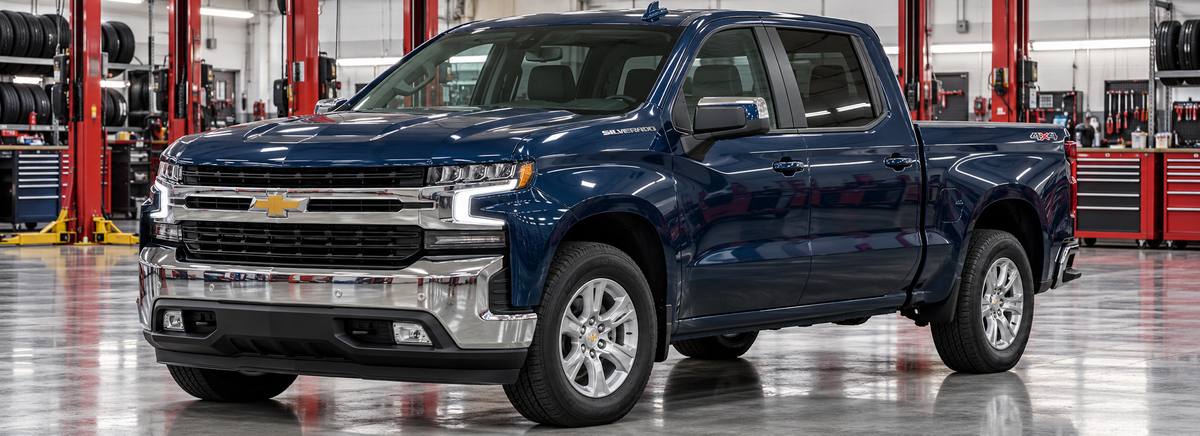 Chevrolet Silverado 1500 5.3L y 6.2L doble cabina 4x4 2022 en un taller de llantas