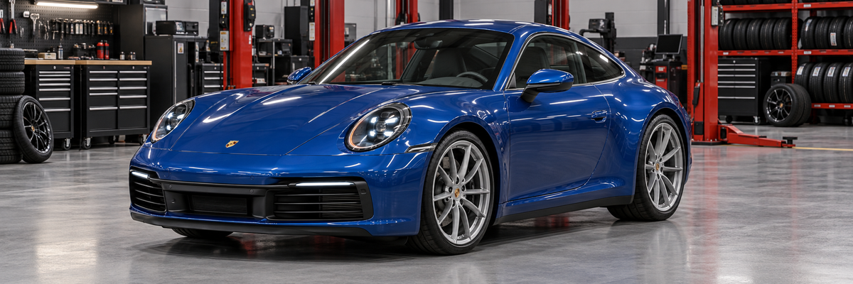 Porsche 911 Carrera 992 dentro de un taller