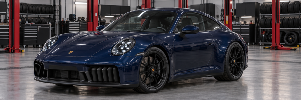 Porsche 911 Carrera 4 GTS 992.2 T-Hybrid dentro de un taller