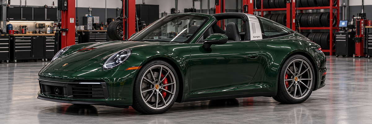 Porsche 911 Targa 4S 992 dentro de un taller