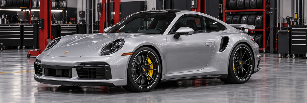 Porsche 911 Turbo S 992 dentro de un taller