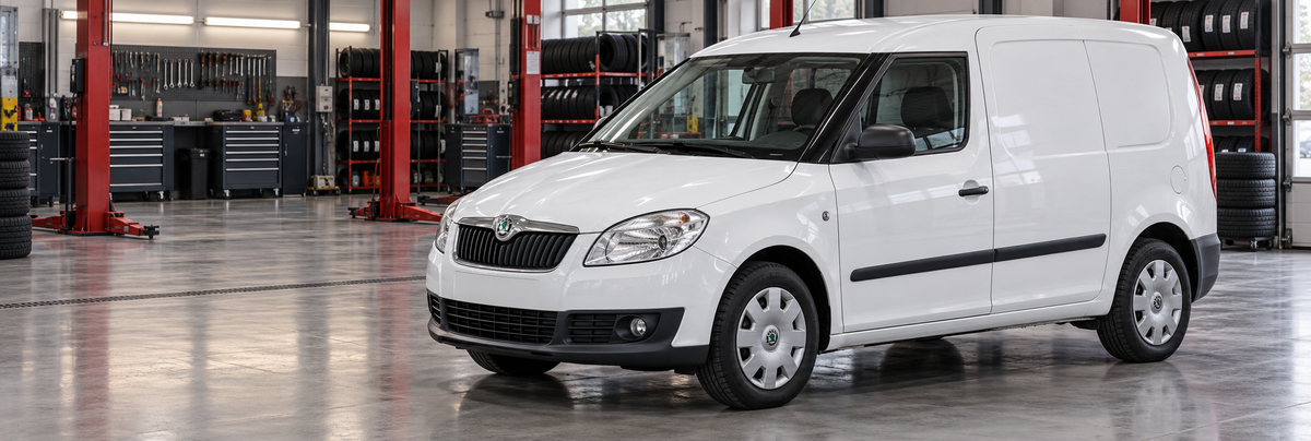 Skoda Roomster Praktik de carga 2011 en un taller de llantas y aros