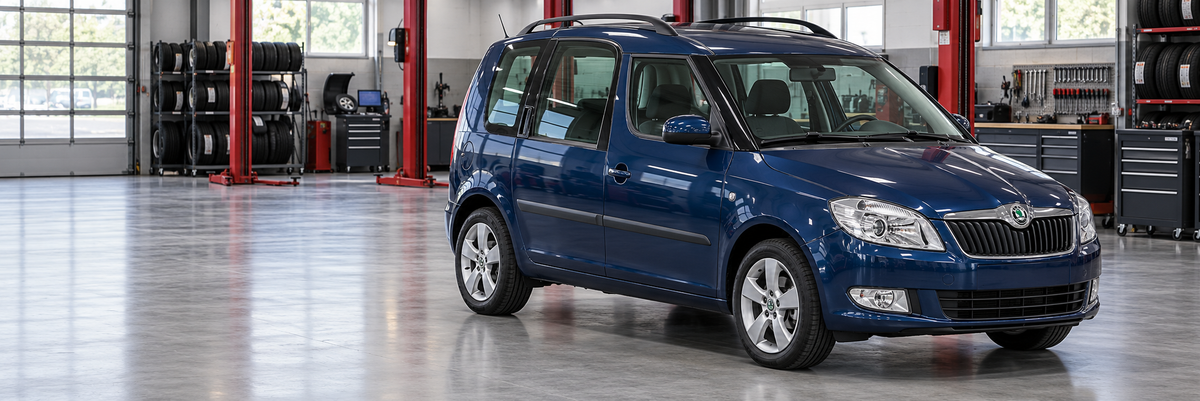 Skoda Roomster Style y Ambiente 2008-2012 en un taller de llantas y aros