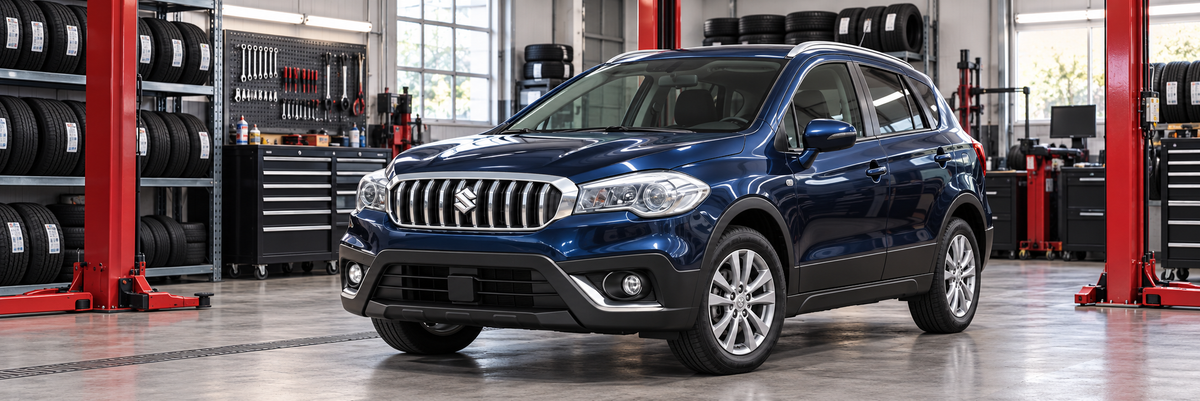 Suzuki S-Cross 1.6 2018-2022 de primera generación actualizada dentro de un taller