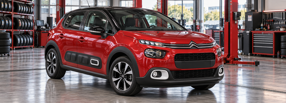 Citroën C3 Shine 1.2L automático 2025 en un taller de llantas