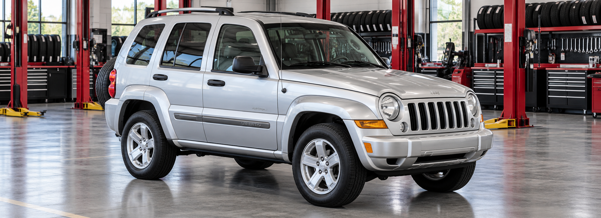 Jeep Cherokee Liberty KJ 3.7L 2002-2007 en un taller de llantas