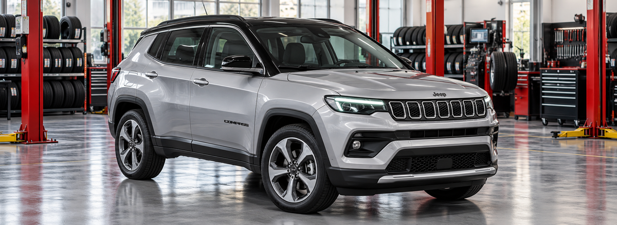 Jeep Compass Limited T270 1.3L 2025-2026 en un taller de llantas
