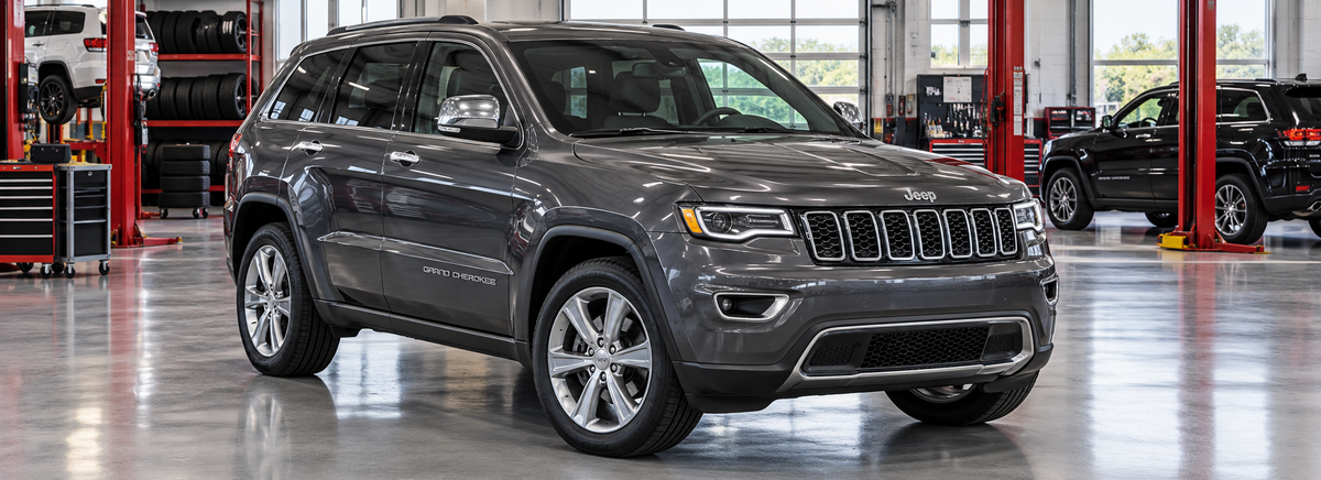Jeep Grand Cherokee WK2 2016-2021 en un taller de llantas