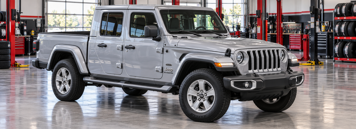 Jeep Gladiator Overland 3.6L 2023 en un taller de llantas