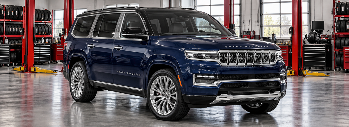 Jeep Grand Wagoneer 6.4L 2022 en un taller de llantas