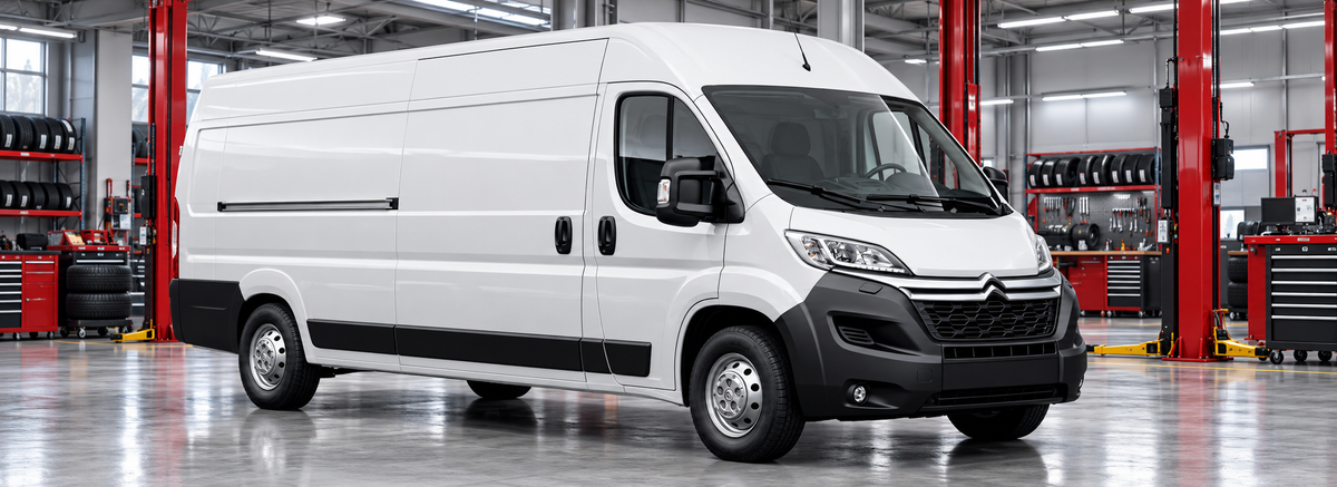 Citroën Jumper L4H2 4.0t 2018 en un taller de llantas