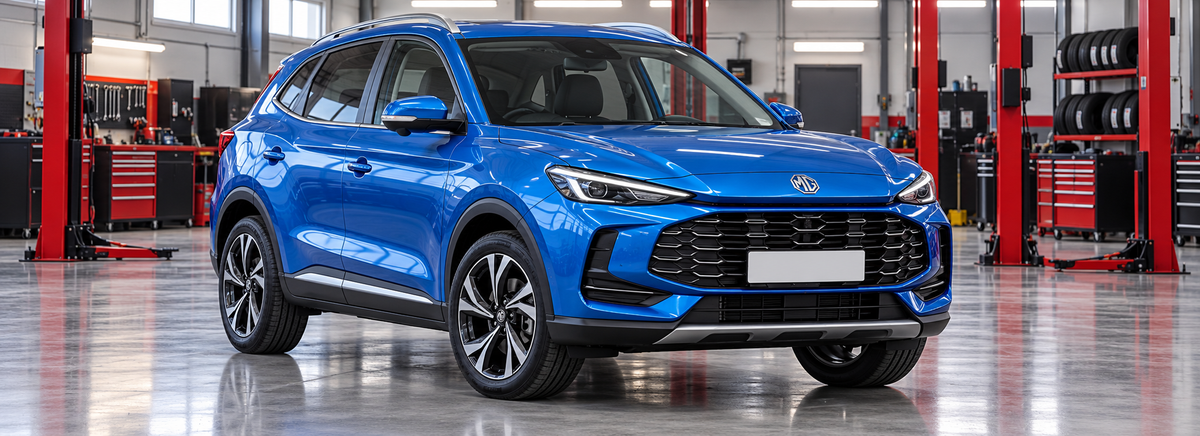 MG ZS Hybrid+ LUX 2026 en un taller de llantas