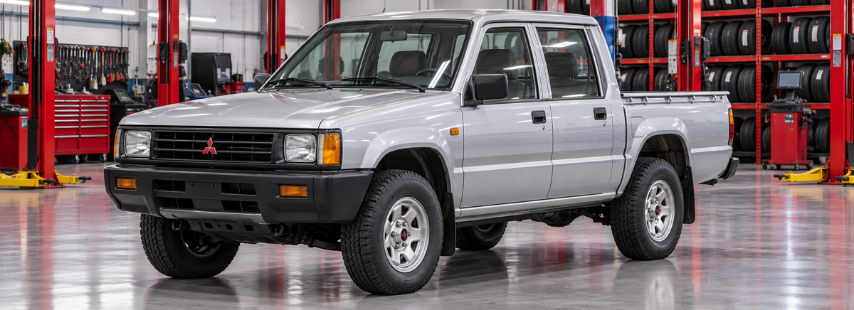 Mitsubishi L200 2.0 doble cabina 4x4 1994-1999 en un taller de llantas