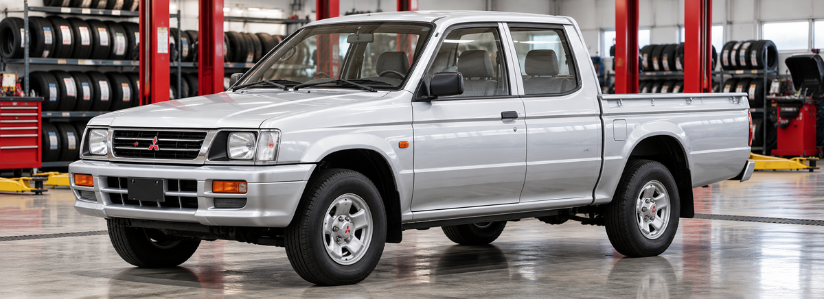 Mitsubishi L200 III doble cabina 4x4 2.0 / 2.5 2002-2006 en un taller de llantas