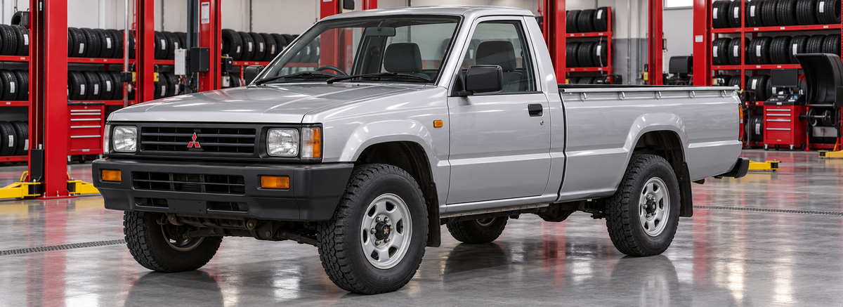 Mitsubishi L200 2.0 cabina simple 4x4 1994-1999 en un taller de llantas