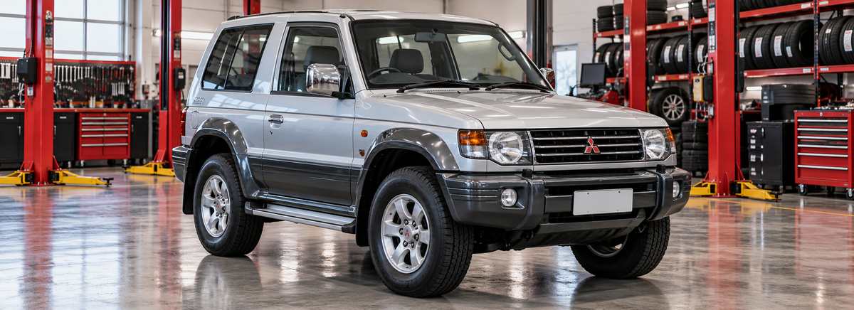 Mitsubishi Montero II 3.5 corto 1998-2000 en un taller de llantas