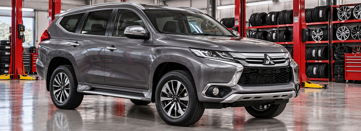 Mitsubishi Montero Sport III 2.4 diésel / 3.0 2017-2022 en un taller de llantas
