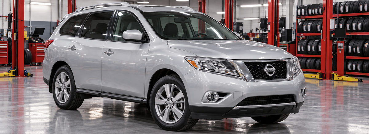 Nissan Pathfinder IV R52 S 3.5L 4x2 2016 en un taller de llantas