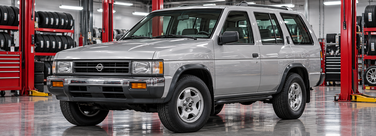 Nissan Pathfinder I WD21 2.4L y 3.0L 1994-2000 en un taller de llantas