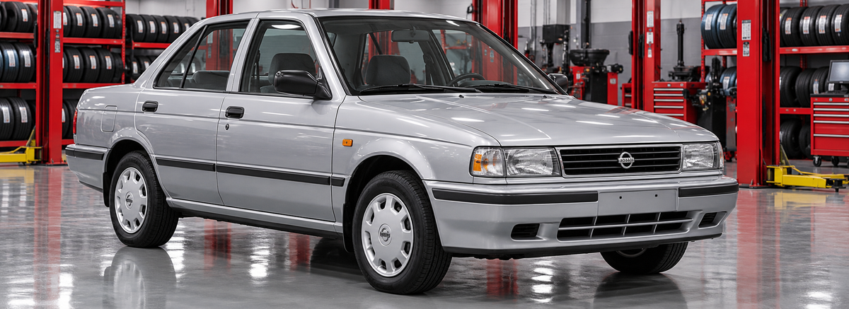 Nissan Sentra B13 1.6L 1994-2013 en un taller de llantas