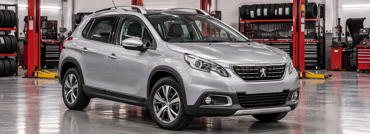 Peugeot 2008 I A94 1.2L 2019-2020 en un taller de llantas