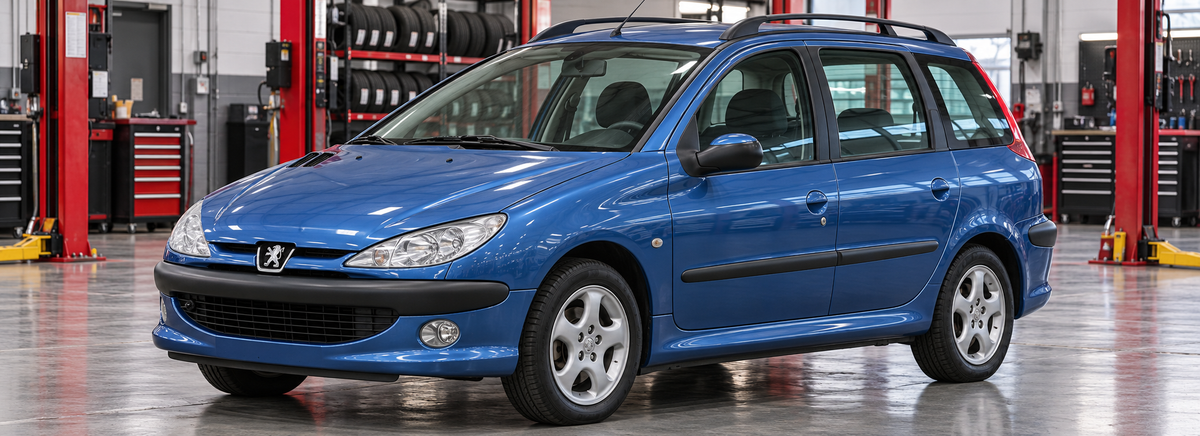 Peugeot 206 SW 1.4L y 1.6L 2005-2007 en un taller de llantas