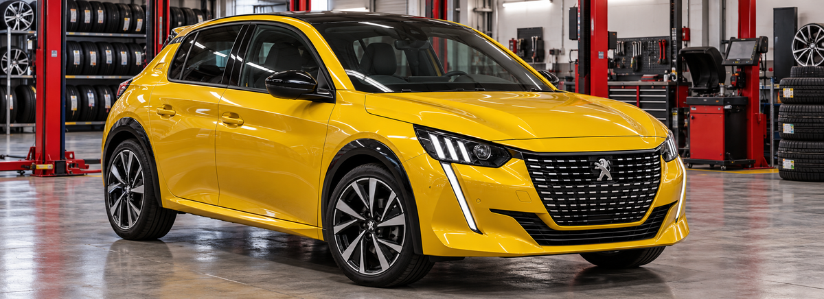 Peugeot 208 II P21 1.2L 2021-2024 en un taller de llantas