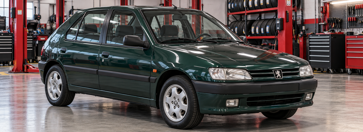 Peugeot 306 XT 1.6L 1994-1999 en un taller de llantas