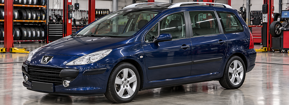Peugeot 307 SW 2.0L 2004-2009 en un taller de llantas