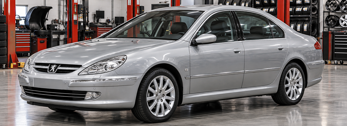Peugeot 607 3.0 V6 2002-2008 en un taller de llantas