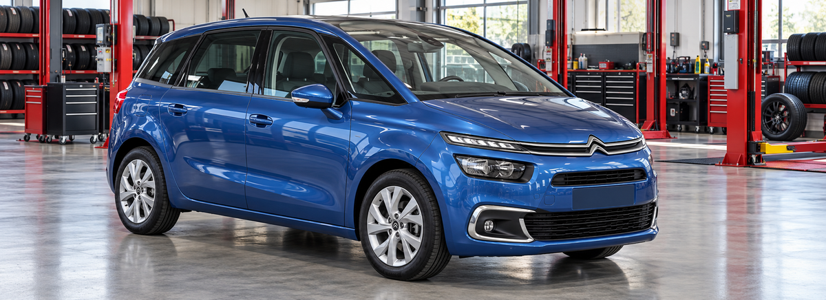 Citroën C4 Picasso 1.6L 2017-2018 en un taller de llantas