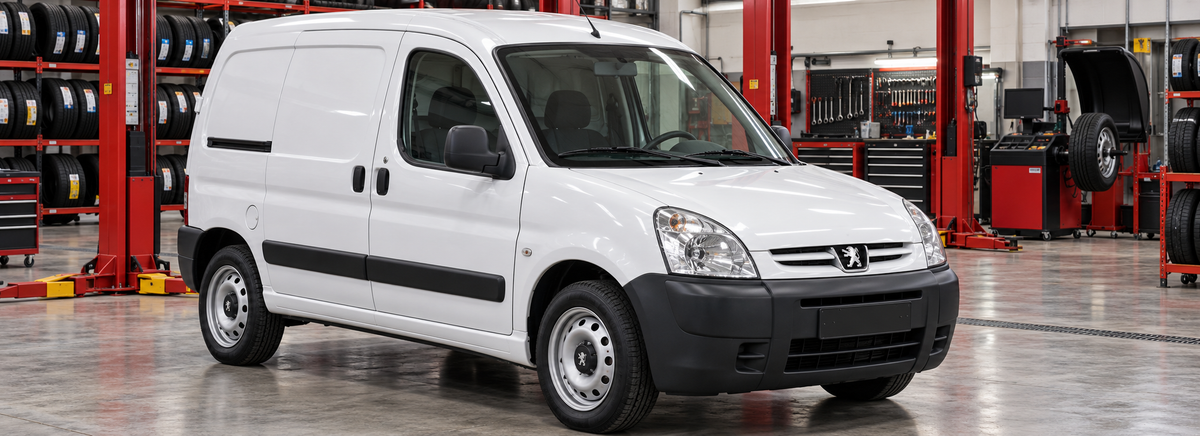 Peugeot Partner I M59 1.9D 2005-2007 en un taller de llantas