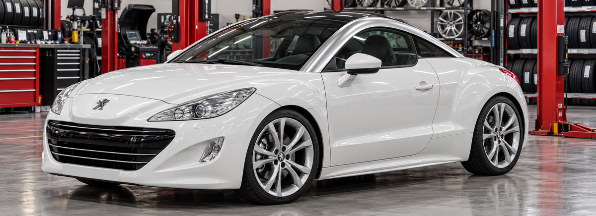 Peugeot RCZ 1.6 THP 2011-2014 en un taller de llantas