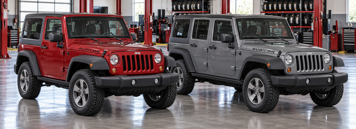Jeep Wrangler JK Rubicon y Unlimited Rubicon 2008-2017 en un taller de llantas