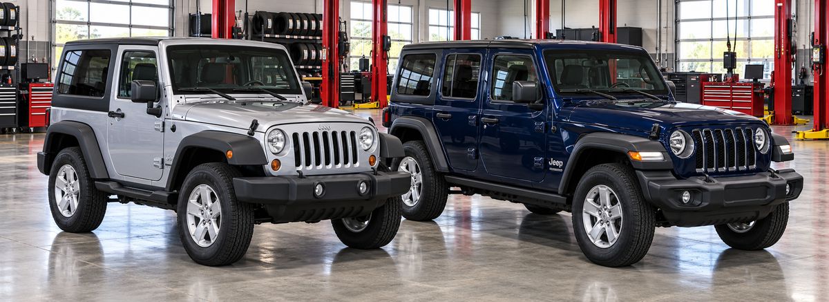 Jeep Wrangler Sport y Unlimited Sport 2018 (JK/JL) en un taller de llantas