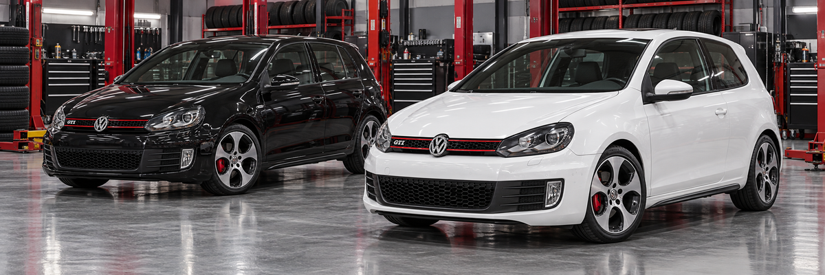 Volkswagen Golf VI GTI 2.0L 2011-2014 en un taller de llantas