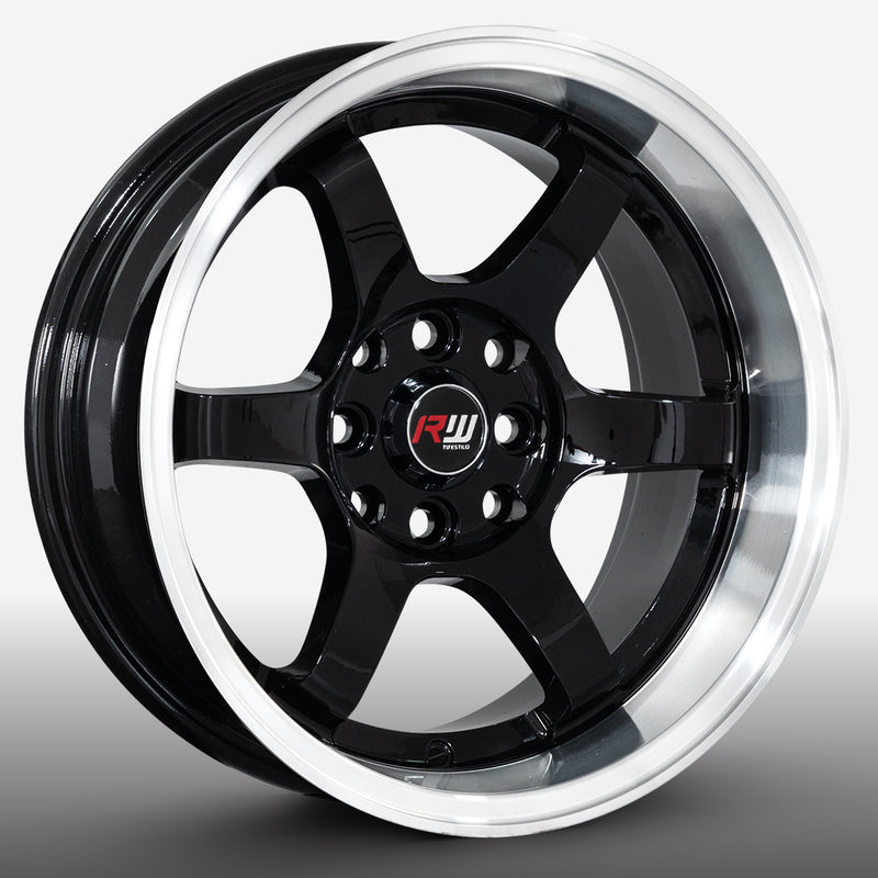 RW® - 15X8 4X100/4X114.3 ET0 CB73.1 BLACK/LIP POLISHED