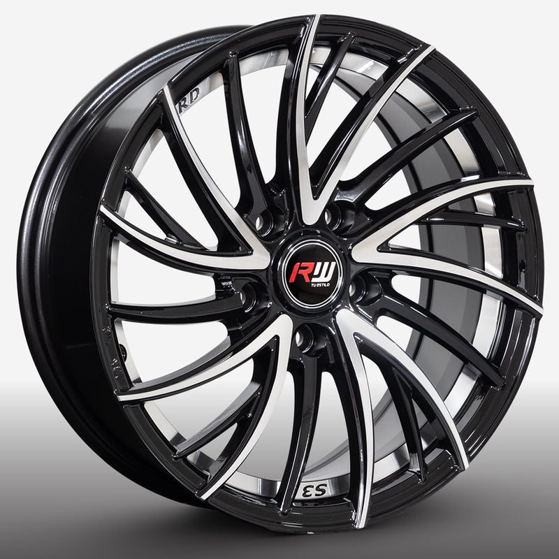 RW® - 16x7 5X114.3 ET24 CB73.1 BLACK MACHINE UNDERCUT