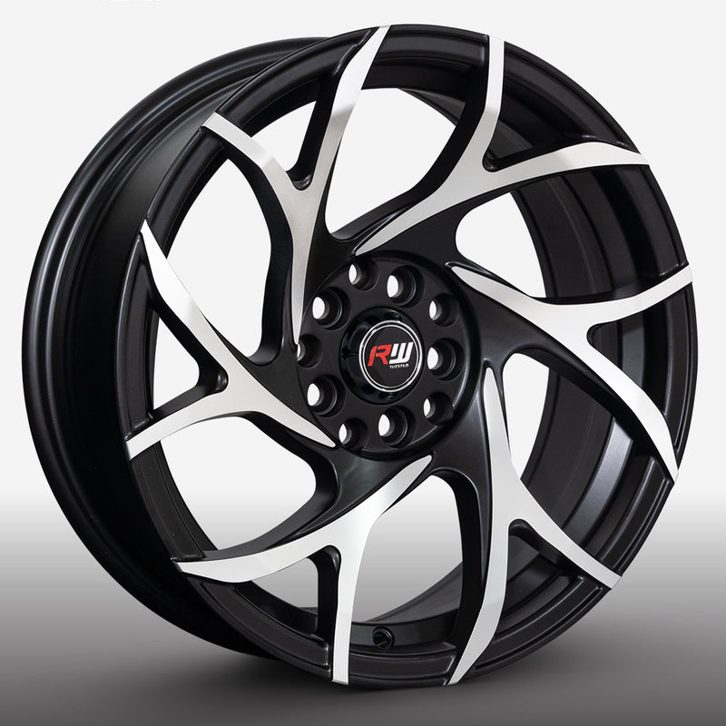 RW® - 16X7 5X100/5X114.3 ET10 CB73.1 SMATE BLACK MACHINE