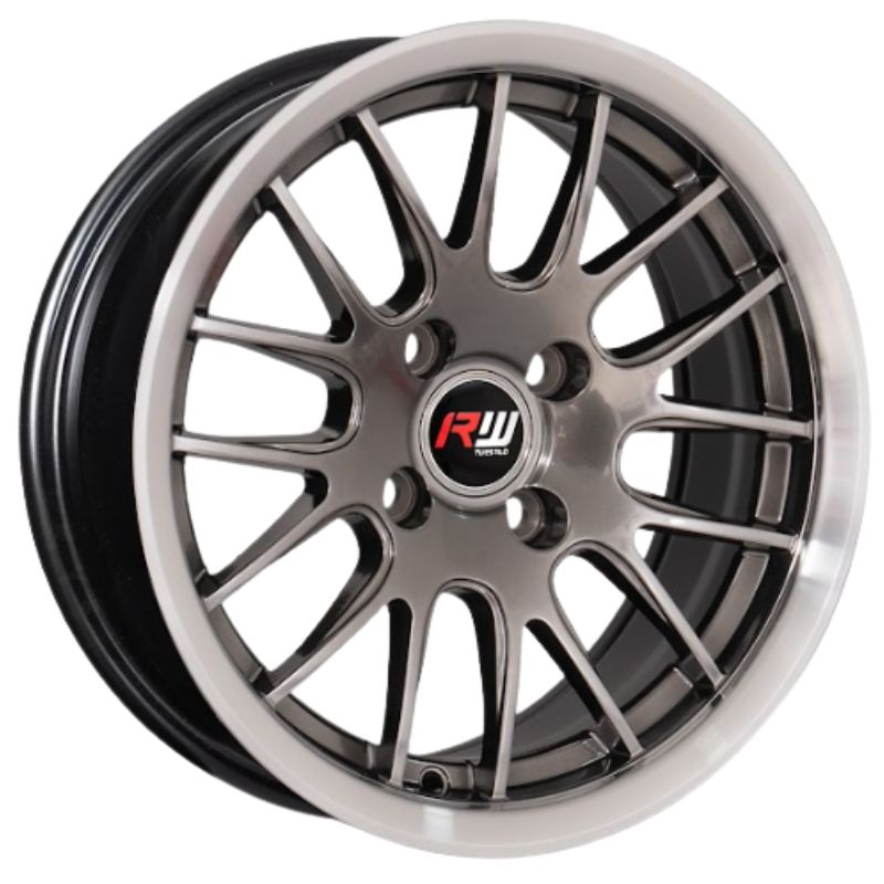 RW® - 14X7.0 4X100 ET20 CB73.1 HYPER BLACK/LIP POLISH